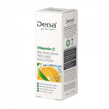 Vitamiin C 9% AHA+BHA koorimislahus, vegan, 30 ml - DeBa