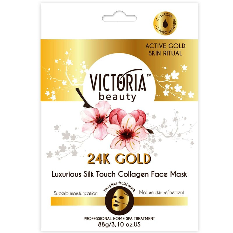 Маска для лица Victoria Beauty с золотом 24К восстанавливающая, придающая сияние, жизненную силу, 2 шт.